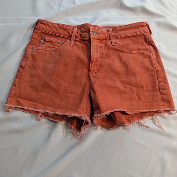 AG Adriano Goldschmied Denim Size 27R Burnt Orange Frayed Hem Shorts - Picture 1 of 12